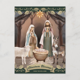 Grüne Weihnachtskrippe Christliches Weihnachten