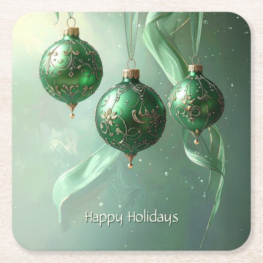 Grüne Weihnachtskugel Feiertag Rechteckiger Pappuntersetzer (Vorderseite)