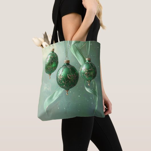 Grüne Weihnachtskugel-Feiertags-Tasche Tasche (Von Nahem)