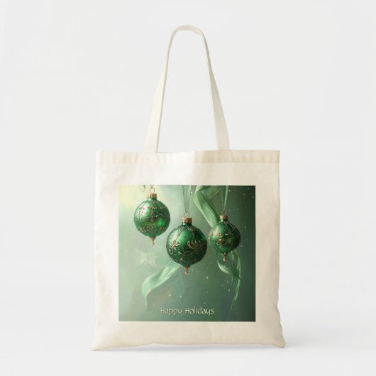 Grüne Weihnachtskugel-Feiertags-Tasche Tragetasche (Vorne)