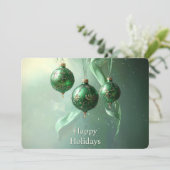 Grüne Weihnachtskugel Feiertagskarte (Stehend Vorderseite)