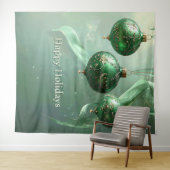 Grüne Weihnachtskugel Feiertagsrückwand Wandteppich (Beispiel (Horizontal))