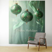 Grüne Weihnachtskugel Feiertagsrückwand Wandteppich (Beispiel)