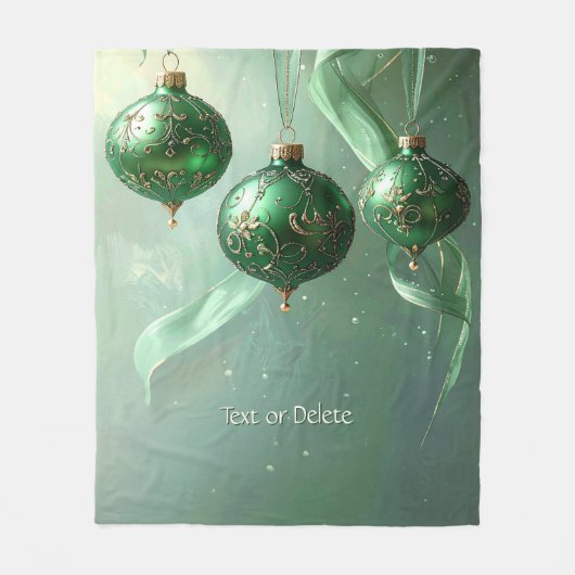 Grüne Weihnachtskugel Fleece-Decke Fleecedecke (Vorderseite)
