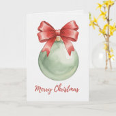 Grüne Weihnachtskugel mit roter Schleife Karte (Gelbe Blume)