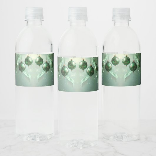 Grüne Weihnachtskugel Wasserflaschenetikett (Flaschen)