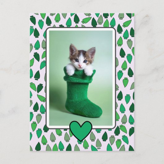 Grüne Weihnachtslichter Feiertag Postkarte (Vorderseite)