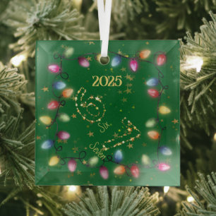 Grüne Weihnachtslichterkette Goldstern 6 7 Ornament Aus Glas