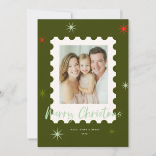 Grüne Weihnachtsmarke klassisches Design Feiertagskarte