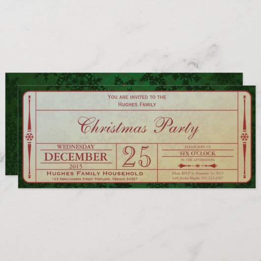 Grüne WeihnachtsParty Einladung (Vorne/Hinten)