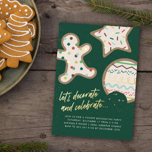 Grüne Weihnachtsplätzchen-Verzierungsparty-Einladu Folieneinladung
