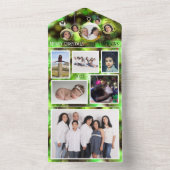 Grüne Weihnachtsschmuck fügt Familienurlaub Fotos All In One Einladung (Innen Boden)