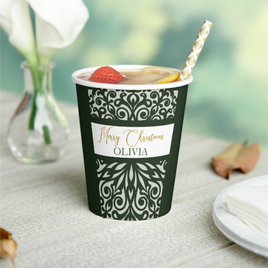 Grüne Weihnachtsschmuck Pappbecher (In Situ)