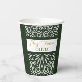 Grüne Weihnachtsschmuck Pappbecher (Rückseite)