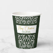 Grüne Weihnachtsschmuck Pappbecher (Vorderseite)