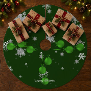 Grüne Weihnachtsschmuckstücke Baumrock Fleece Weihnachtsbaumdecke