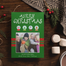 Grüne Weihnachtsschnee Globes Feiertage Fotokarte