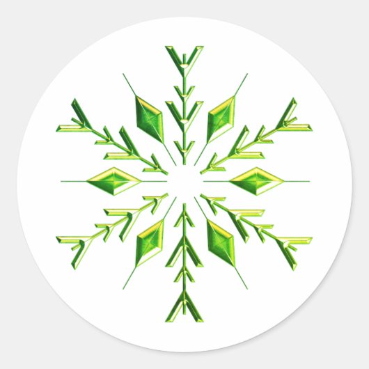 Grüne Weihnachtsschneeflocke Runder Aufkleber (Vorderseite)