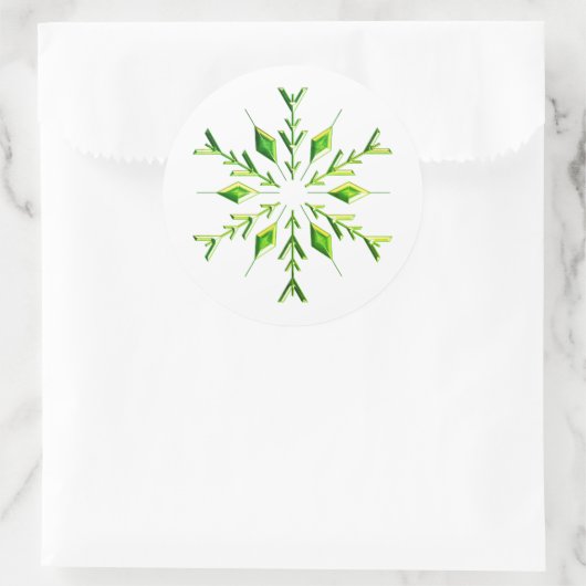 Grüne Weihnachtsschneeflocke Runder Aufkleber (Tasche)