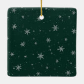 Grüne Weihnachtsschneeflocken Keramikornament (Rückseite)