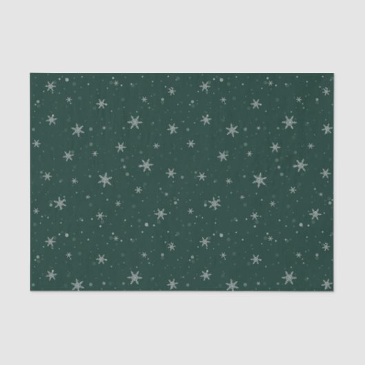 Grüne Weihnachtsschneeflocken Seidenpapier (Vorderseite)