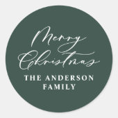 Grüne Weihnachtsschrift, modern und elegant Runder Aufkleber (Vorderseite)