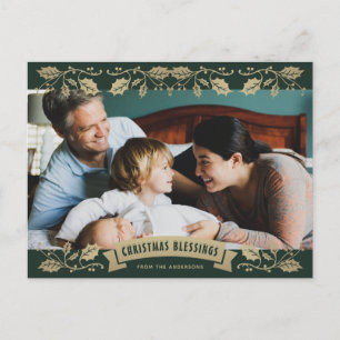 Grüne Weihnachtssegen Christliches Foto Feiertagspostkarte