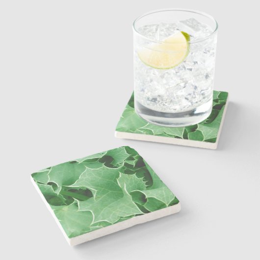 Grüne Weihnachtsstechpalme Steinuntersetzer (Seitenansicht)