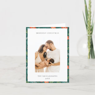 Grüne Weihnachtsstern-Muster-Foto mit fröhlichstem Feiertagskarte