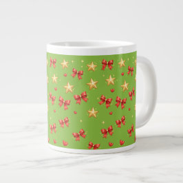Grüne Weihnachtssterne & Schleifen Tasse