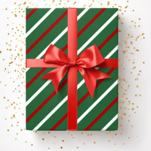 Grüne Weihnachtsstreifenmuster Geschenkpapier
