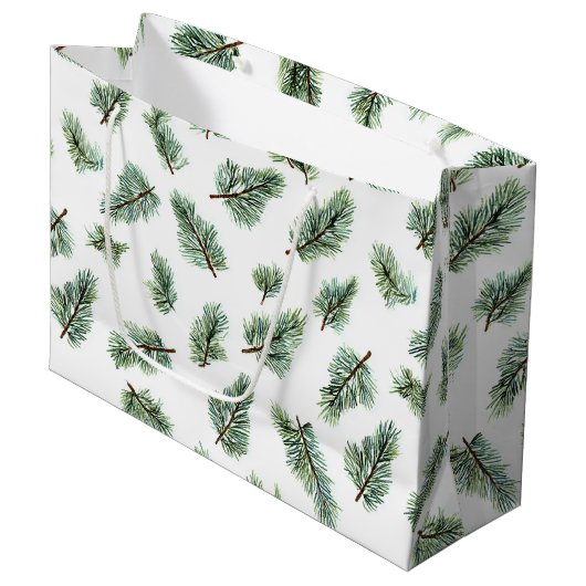 Grüne Weihnachtstanne Große Geschenktüte (Vorderseite Schrägansicht)