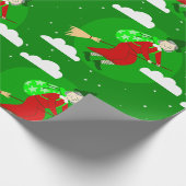 Grüne Weihnachtsweihe, bevor sich ein Broomrider S Geschenkpapier (Ecke)