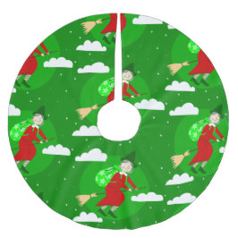 Grüne Weihnachtsweihe, bevor sich ein Broomrider S Polyester Weihnachtsbaumdecke