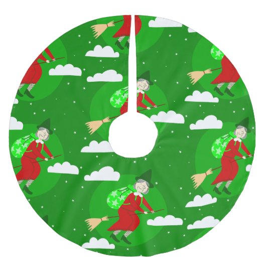 Grüne Weihnachtsweihe, bevor sich ein Broomrider S Polyester Weihnachtsbaumdecke (Vorderseite)