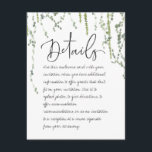 Grüne Weinberge - Details Eintrittskarte Begleitkarte<br><div class="desc">Eine wunderschöne und minimalistische Hochzeitsfeier mit Wasserfarben gemalten Weisheitsweinen aus Efeu und Majdenhaar,  zartem Verdeck,  mit einem lebendigen handgeschriebenen Kalligraphie-Schriftart,  der aussieht,  als hätte man es selbst für die Titel und den Körper geschrieben; was könnte romantischer sein.</div>