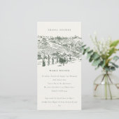 Grüne Weinkellerei Brautparty Sketch Einladung (Stehend Vorderseite)