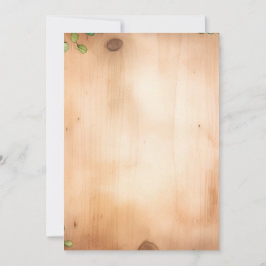 Grüne Weinrebe auf Holz St Patrick's Day rustikale Einladung (Rückseite)