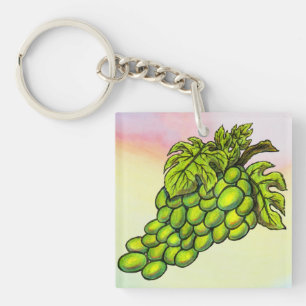 Grüne Weinrebe und Bacchus auf Löwenpastell Schlüsselanhänger