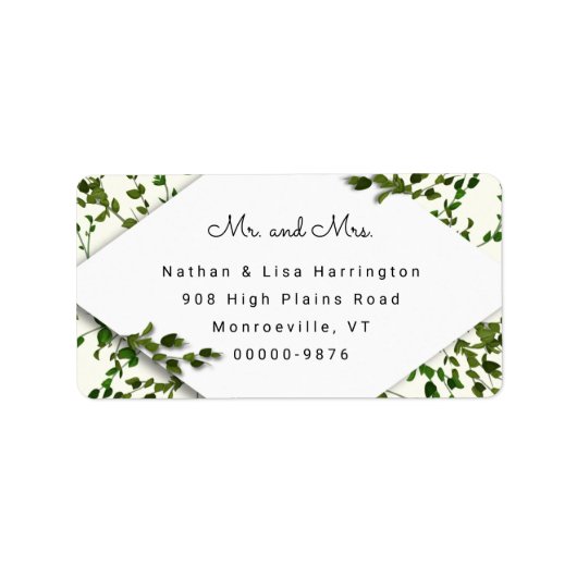 Grüne Weinreben Große Rücksendeadressen-Aufkleber Adressaufkleber (Vorne)