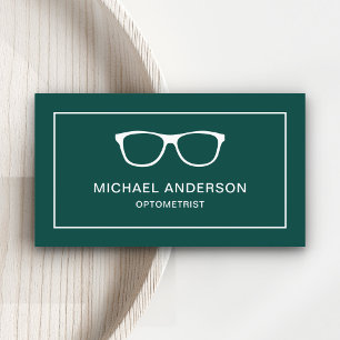 grüne weiße Augenbrille Augenarzt Optometriker Visitenkarte