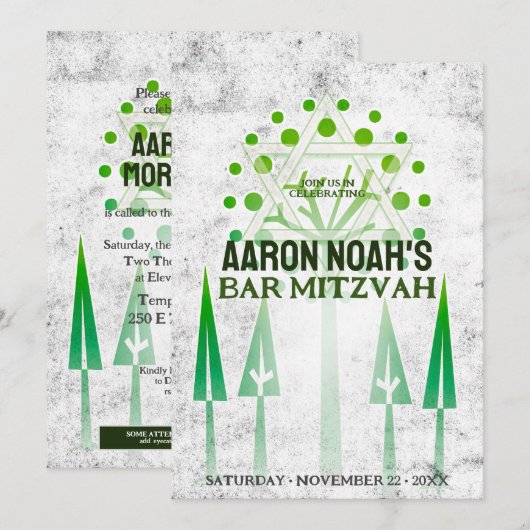 Grüne weiße Außenbäume Bar Mitzvah (Vorne/Hinten)