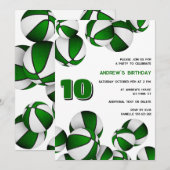 Grüne weiße Basketball Kinder Sport Geburtstag Einladung (Vorne/Hinten)