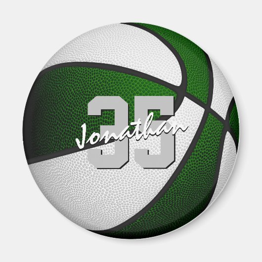 grüne, weiße Basketballmannschaft - personalisiert Magnet (Vorne)