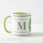 Grüne weiße Bezeichnung für Monogramm Tasse (Links)