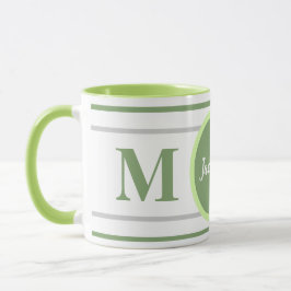 Grüne weiße Bezeichnung für Monogramm Tasse
