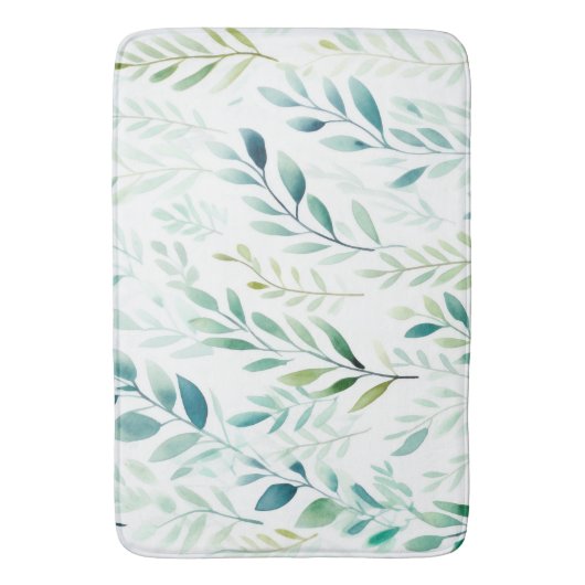 Grüne weiße Blätter Badematte (Vorderseite Vertikal)