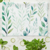 Grüne weiße Blätter Geschirrtuch (Gefaltet)