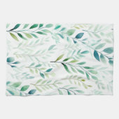 Grüne weiße Blätter Geschirrtuch (Horizontal)