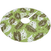 Grüne weiße Blätter: Nadelmuster Polyester Weihnachtsbaumdecke (Schrägansicht)